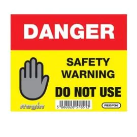 Regin Danger Do Not Use Sticker/Tag REGP36