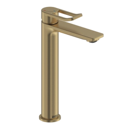 Bristan Saffron Eco start Tall Basin Mixer with Clicker Waste Brushed Brass SAF ES TLBAS BB