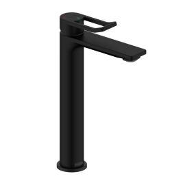Bristan Saffron Eco start Tall Basin Mixer with Clicker Waste Black SAF ES TLBAS BLK