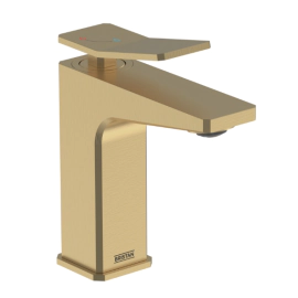 Bristan Tangram Brushed Brass Eco Start Basin Mixer with Clicker Waste TAN ES BAS BB