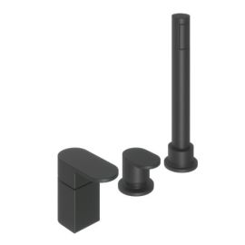 Abacus Ki Deck Mounted Bath Shower 3TH Matt Black TBTS-055-3203