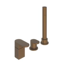Abacus Ki Deck Mounted Bath Shower 3TH Brushed Bronze TBTS-058-3203