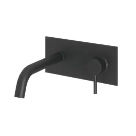 Abacus Iso Wall Mounted Basin Mixer Matt Black TBTS-345-1602