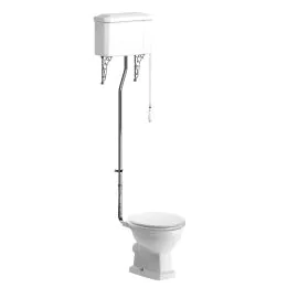 Vasca Vorrei High Level WC & Satin White Wood Effect Seat w/Br.Brass Finishes
