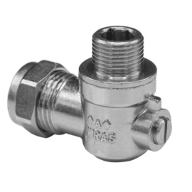 Angled Flat Face Isolation Valve - Chrome - 15mm x 1/2"