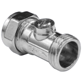 Brass Straight Flat Face Isolation Valve - C/P - 15mm x 1/2" 