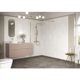 Envy Trend 1000mm Wetroom Panel & Support Bar - Brushed Brass
